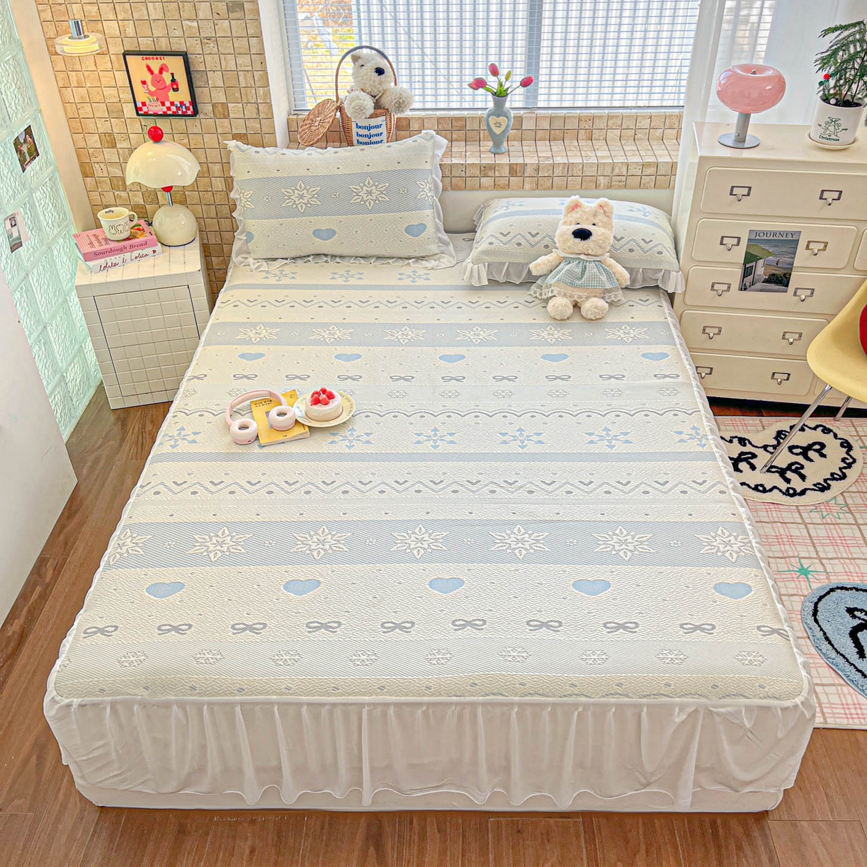 91家纺网 家纺一手货源 找家纺 （总）川悦生活 2026新款加厚三明治底床裙款凉感席三件套