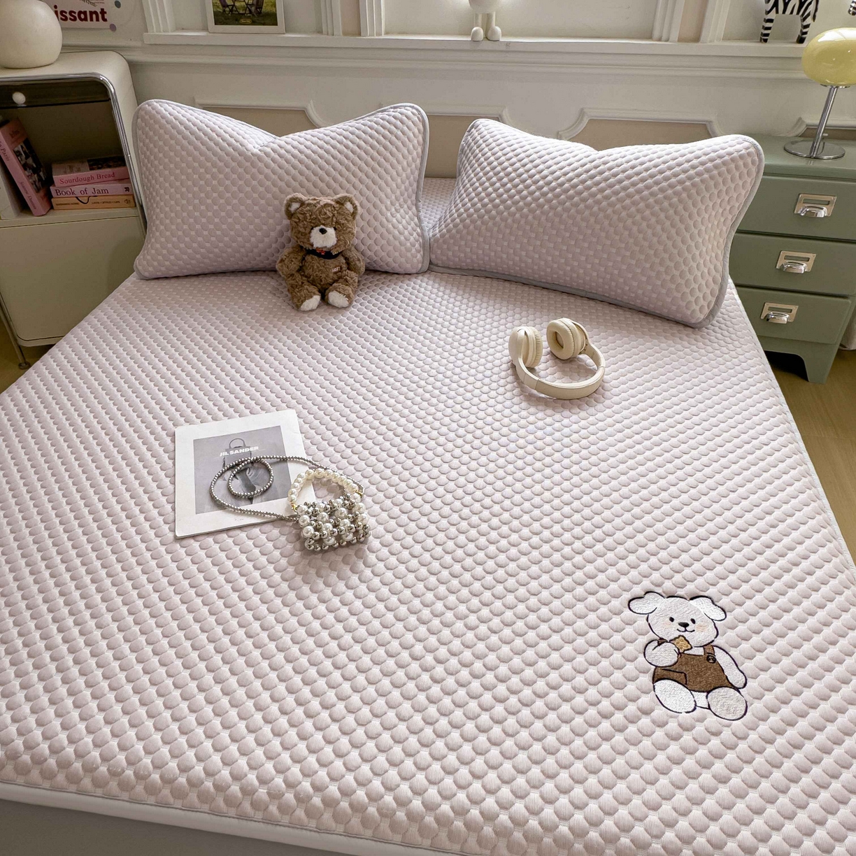 91家纺网 家纺一手货源 找家纺 孩子王家纺 2026春夏新款冰豆豆凉席凉感值过0.21冰丝床单单件冰丝席家用空调软席凉席席子 香芋紫-床笠款