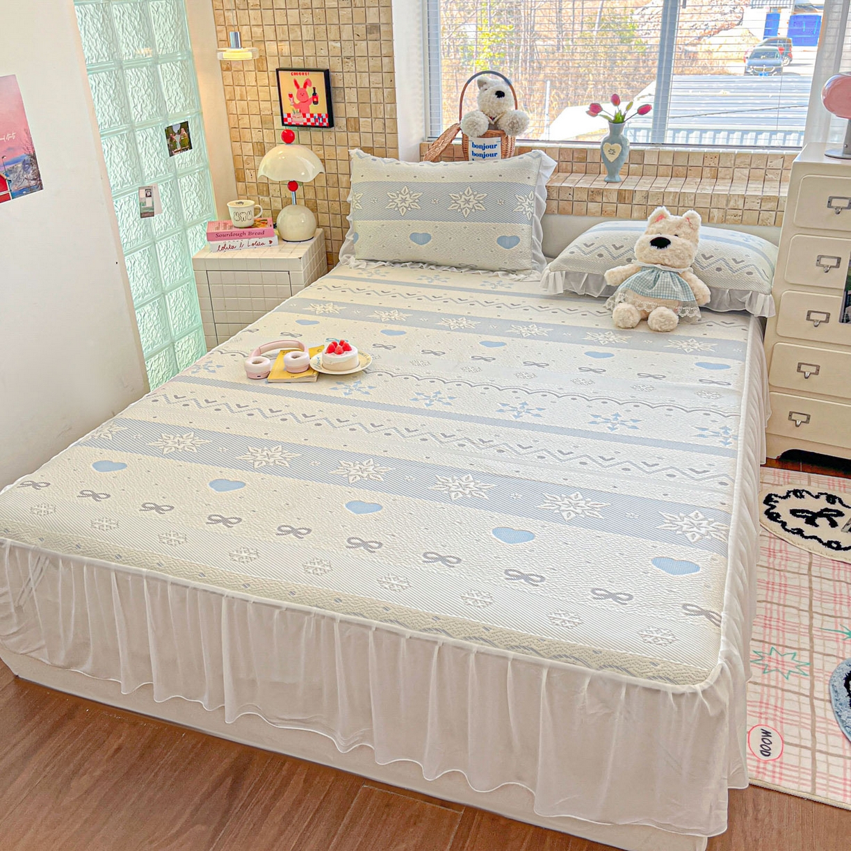 91家纺网 家纺一手货源 找家纺 （总）川悦生活 2026新款加厚三明治底床裙款凉感席三件套