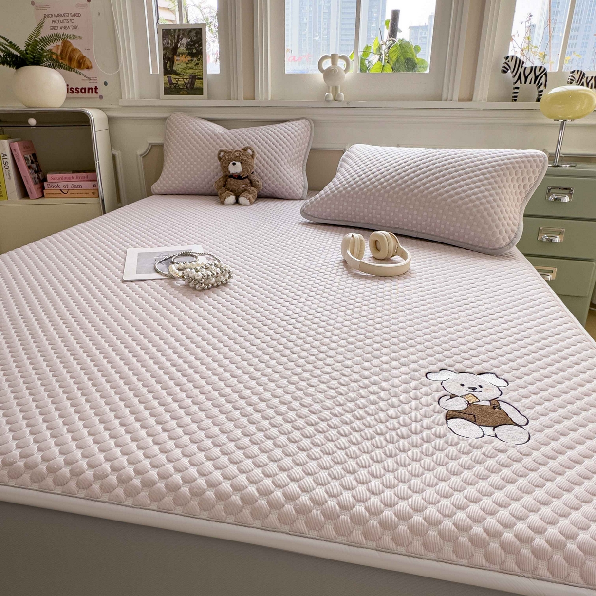 91家纺网 家纺一手货源 找家纺 孩子王家纺 2026春夏新款冰豆豆凉席凉感值过0.21冰丝床单单件冰丝席家用空调软席凉席席子 香芋紫-床笠款