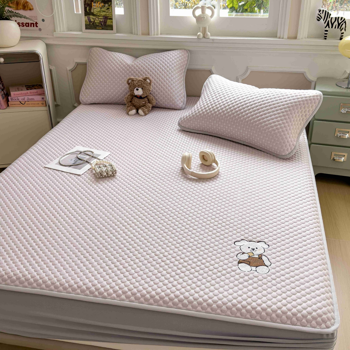 91家纺网 家纺一手货源 找家纺 孩子王家纺 2026春夏新款冰豆豆凉席凉感值过0.21冰丝床单单件冰丝席家用空调软席凉席席子 香芋紫-床笠款