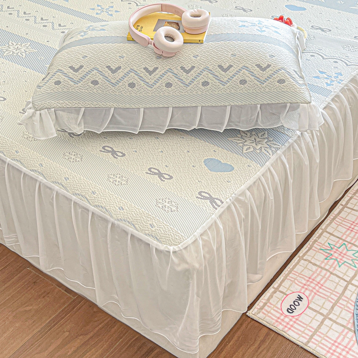 91家纺网 家纺一手货源 找家纺 （总）川悦生活 2026新款加厚三明治底床裙款凉感席三件套