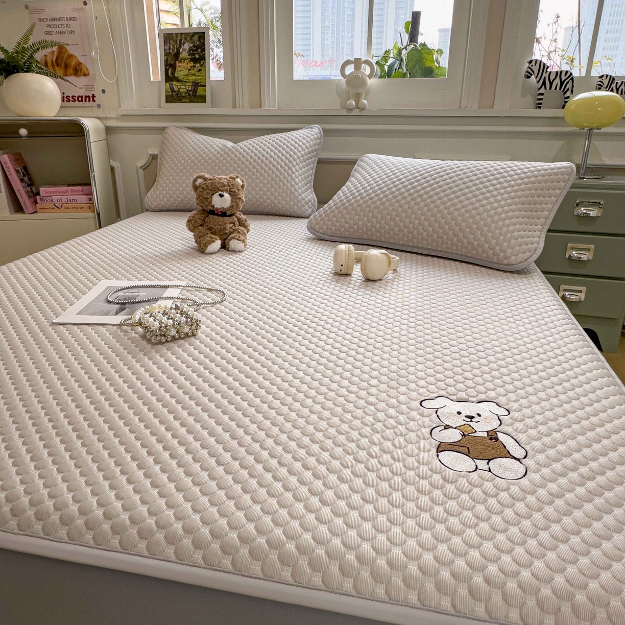 91家纺网 家纺一手货源 找家纺 孩子王家纺 2026春夏新款冰豆豆凉席凉感值过0.21冰丝床单单件冰丝席家用空调软席凉席席子 椰子灰-床笠款