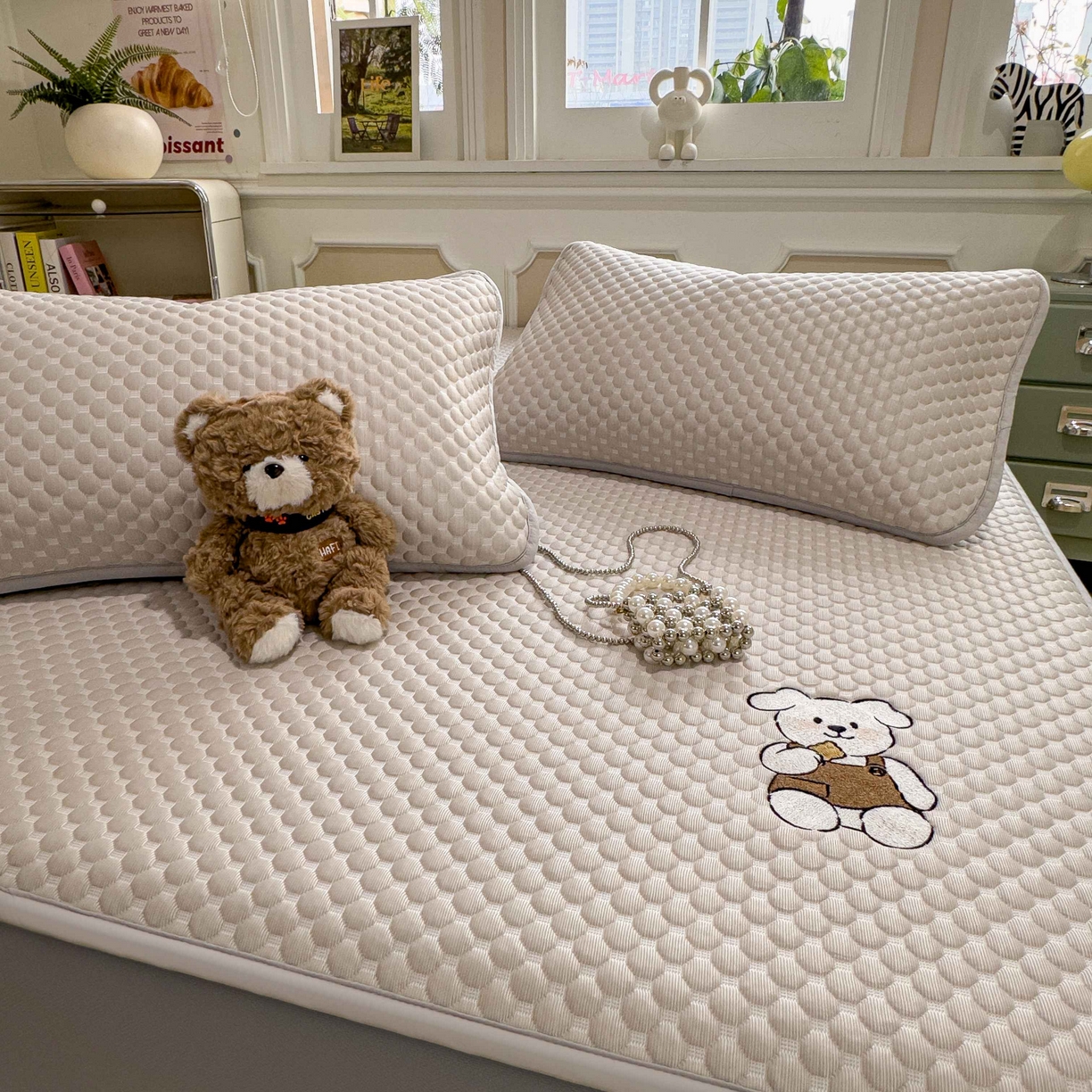 91家纺网 家纺一手货源 找家纺 孩子王家纺 2026春夏新款冰豆豆凉席凉感值过0.21冰丝床单单件冰丝席家用空调软席凉席席子 椰子灰-床笠款