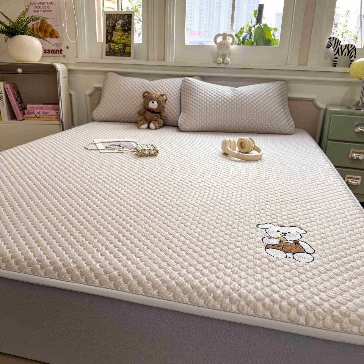 91家纺网 家纺一手货源 找家纺 孩子王家纺 2026春夏新款冰豆豆凉席凉感值过0.21冰丝床单单件冰丝席家用空调软席凉席席子 椰子灰-床笠款