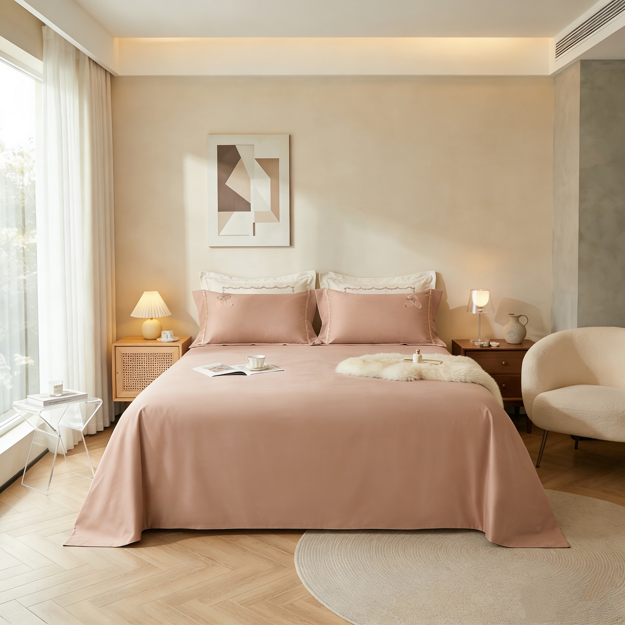 91家纺网 家纺一手货源 找家纺 （总）U品汇 2026全棉纯棉刺绣花四件套40支长绒棉100%棉礼盒包装