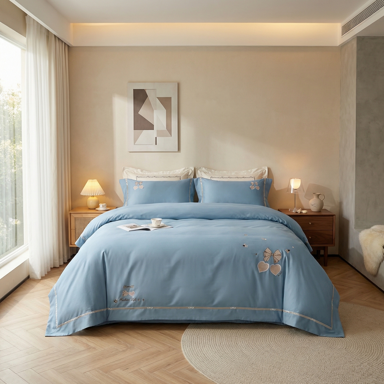 91家纺网 家纺一手货源 找家纺 （总）U品汇 2026全棉纯棉刺绣花四件套40支长绒棉100%棉礼盒包装