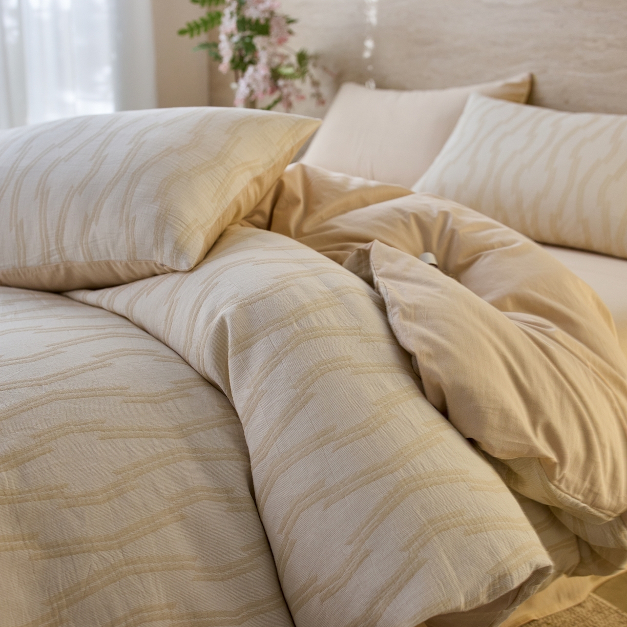 91家纺网 家纺一手货源 找家纺 （总）安莱生活 2026年新品水洗棉全棉纯棉色织提花系列四件套