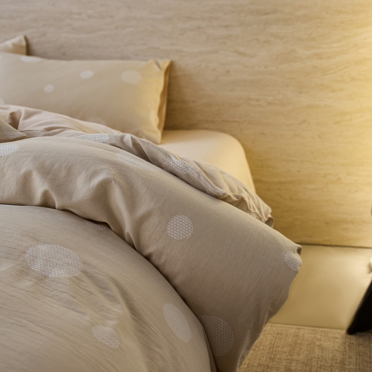 91家纺网 家纺一手货源 找家纺 安莱生活 2026年新品水洗棉全棉纯棉色织提花系列四件套 华尔兹-浅米