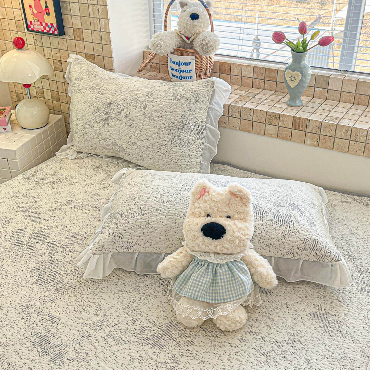 91家纺网 家纺一手货源 找家纺 川悦生活 2026新款加厚三明治底床裙款凉感席三件套 床裙尼尔-星灰