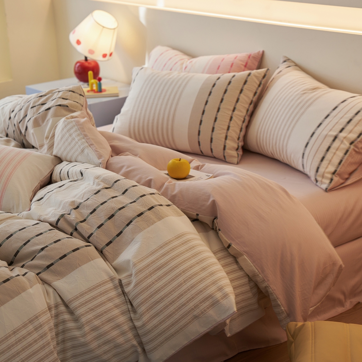 安莱生活 2026年新品水洗棉全棉纯棉色织提花系列四件套 杰西卡-卡其