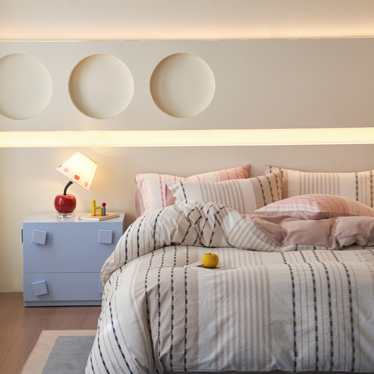 91家纺网 家纺一手货源 找家纺 安莱生活 2026年新品水洗棉全棉纯棉色织提花系列四件套 杰西卡-卡其