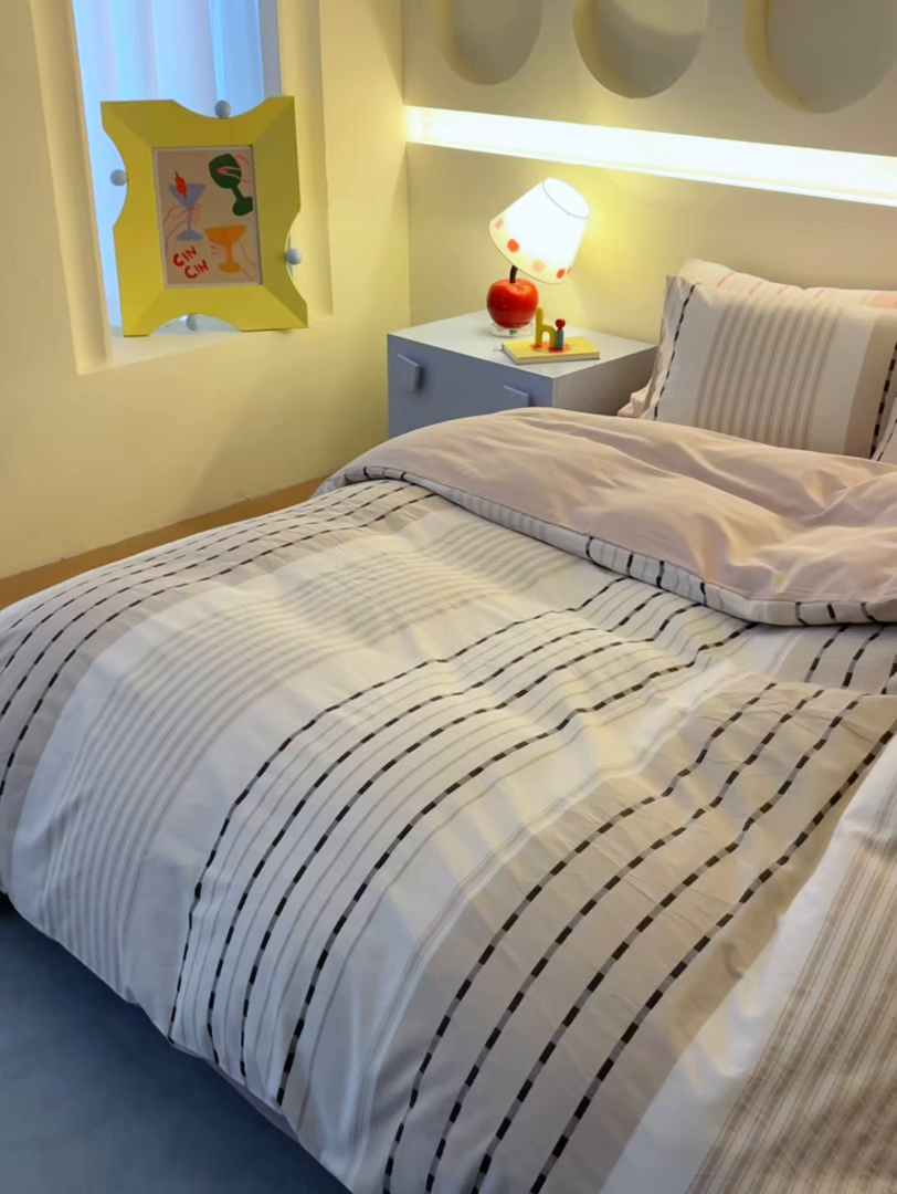 91家纺网 家纺一手货源 找家纺 安莱生活 2026年新品水洗棉全棉纯棉色织提花系列四件套 杰西卡-卡其