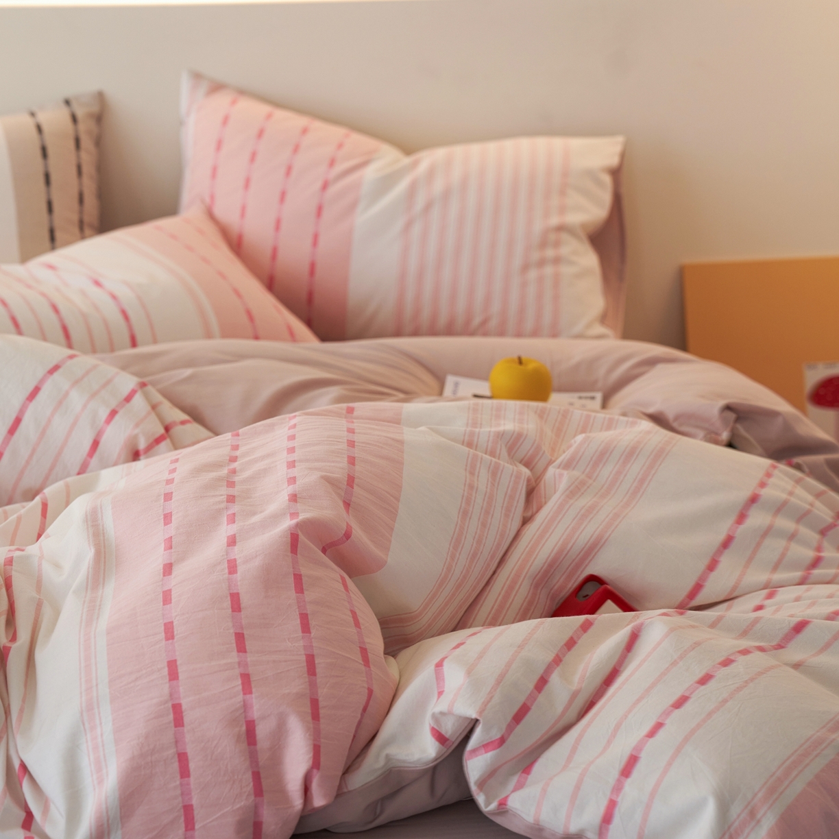 91家纺网 家纺一手货源 找家纺 安莱生活 2026年新品水洗棉全棉纯棉色织提花系列四件套 杰西卡-浅粉