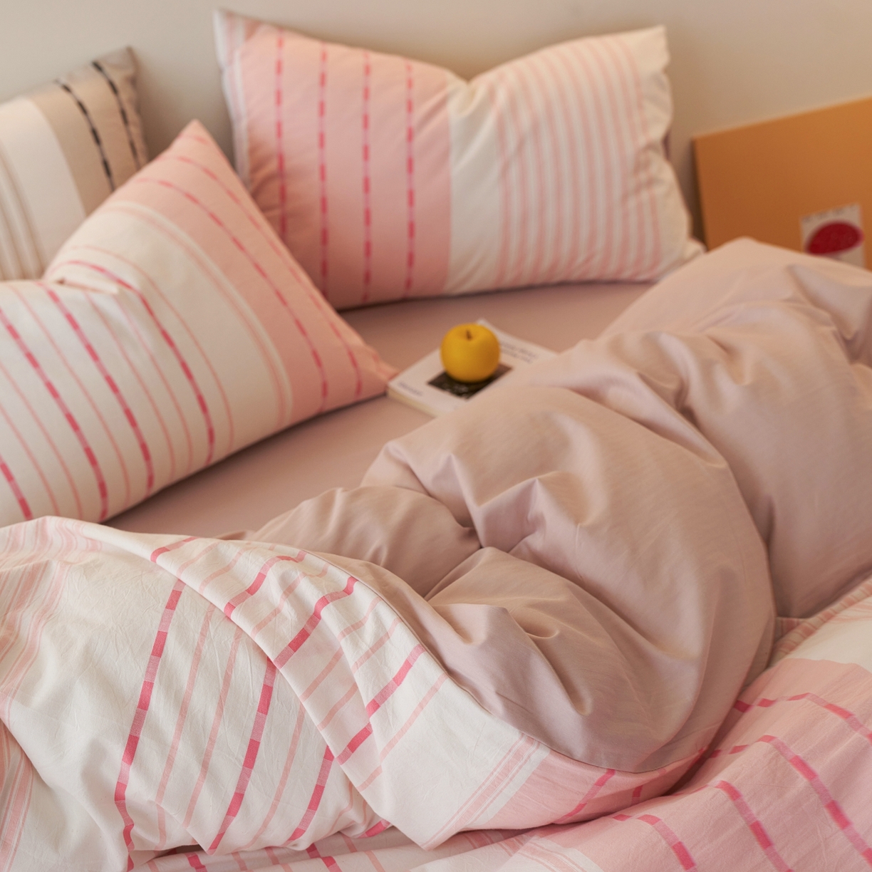 91家纺网 家纺一手货源 找家纺 安莱生活 2026年新品水洗棉全棉纯棉色织提花系列四件套 杰西卡-浅粉