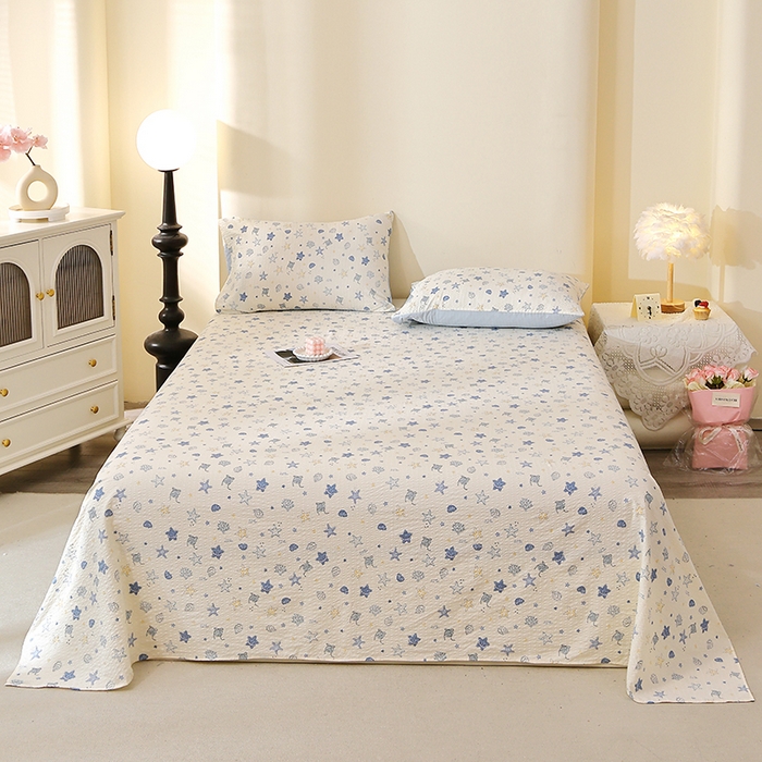 91家纺网 家纺一手货源 找家纺 北部居 2026新款柔软泡芙纱高克重印花床单单品床单单件 点点阑珊