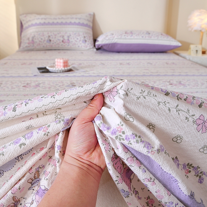 91家纺网 家纺一手货源 找家纺 北部居 2026新款柔软泡芙纱高克重印花床单单品床单单件 童话花町