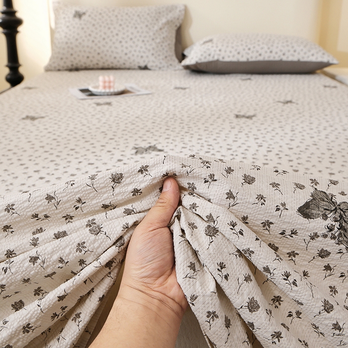 91家纺网 家纺一手货源 找家纺 北部居 2026新款柔软泡芙纱高克重印花床单单品床单单件 玉笛花语