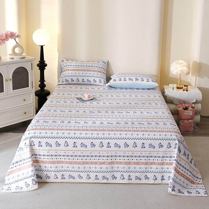 91家纺网 家纺一手货源 找家纺 北部居 2026新款柔软泡芙纱高克重印花床单单品床单单件 萌趣乐园