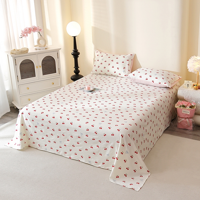 91家纺网 家纺一手货源 找家纺 北部居 2026新款柔软泡芙纱高克重印花床单单品床单单件 甜甜心事