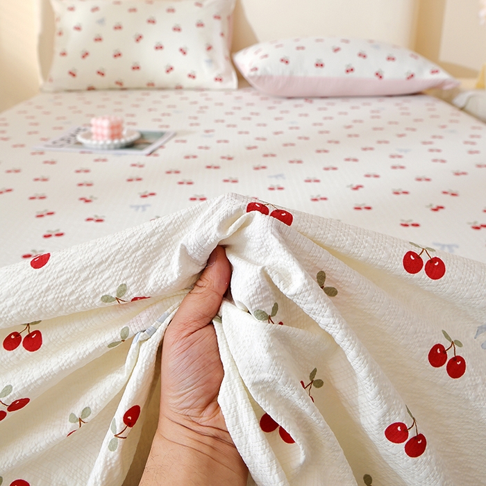 91家纺网 家纺一手货源 找家纺 北部居 2026新款柔软泡芙纱高克重印花床单单品床单单件 甜甜心事