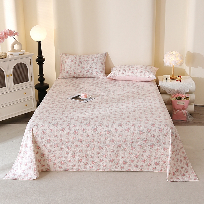 91家纺网 家纺一手货源 找家纺 北部居 2026新款柔软泡芙纱高克重印花床单单品床单单件 柔色花笺