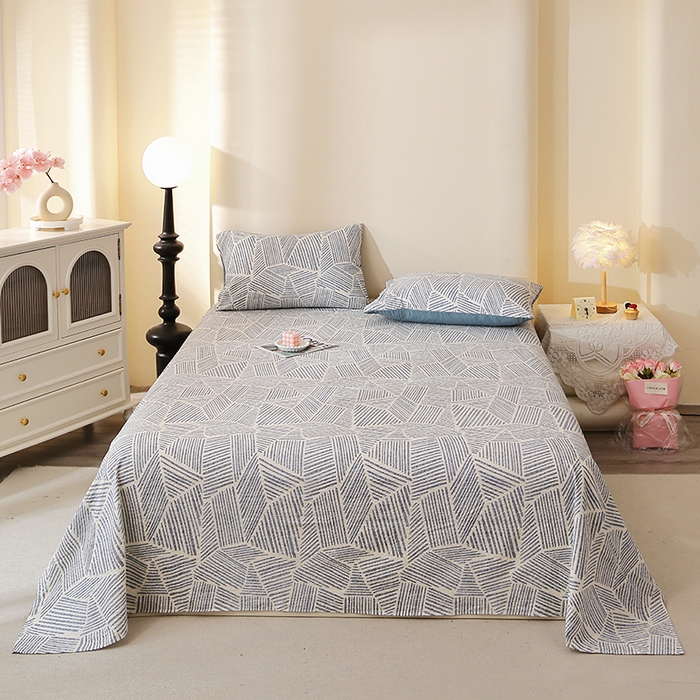 91家纺网 家纺一手货源 找家纺 北部居 2026新款柔软泡芙纱高克重印花床单单品床单单件 条纹时代