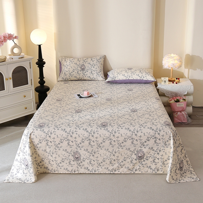 91家纺网 家纺一手货源 找家纺 北部居 2026新款柔软泡芙纱高克重印花床单单品床单单件 梦回浅溪