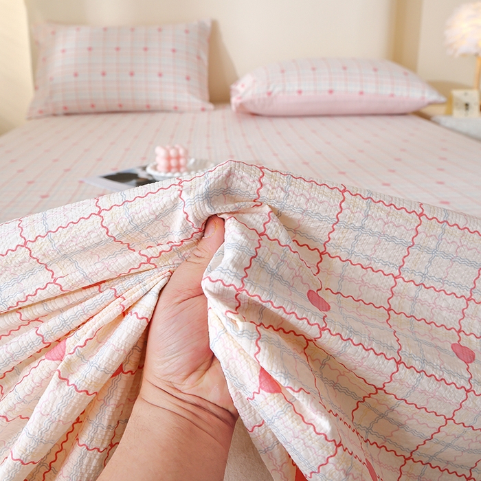91家纺网 家纺一手货源 找家纺 北部居 2026新款柔软泡芙纱高克重印花床单单品床单单件 苏糖粉