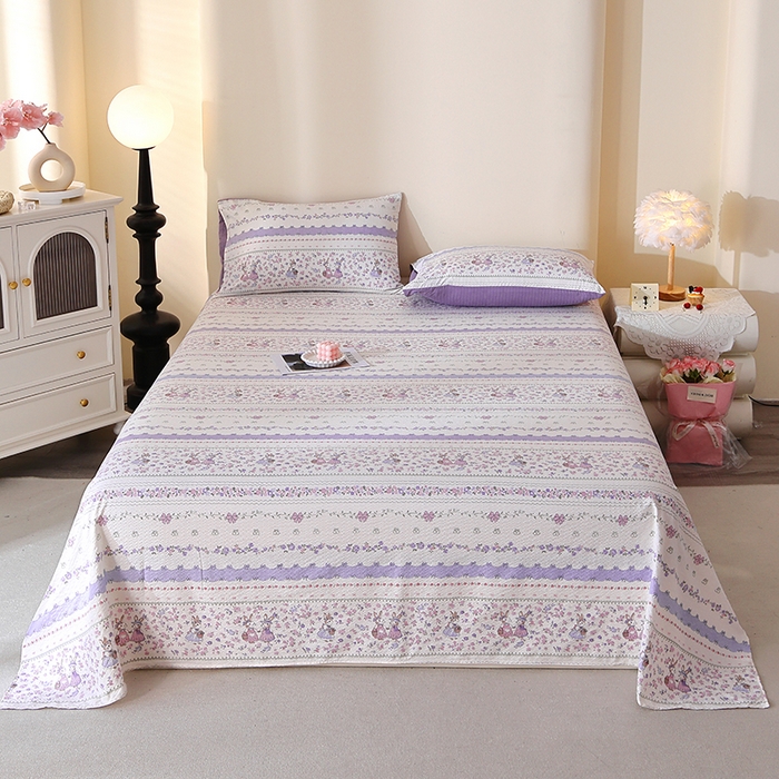 91家纺网 家纺一手货源 找家纺 北部居 2026新款柔软泡芙纱高克重印花床单单品床单单件 童话花町