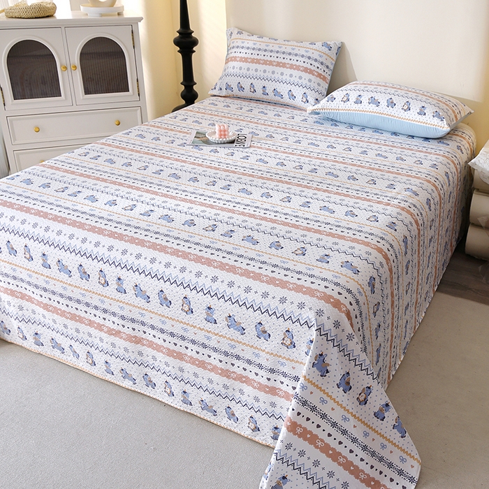 91家纺网 家纺一手货源 找家纺 北部居 2026新款柔软泡芙纱高克重印花床单单品床单单件 萌趣乐园