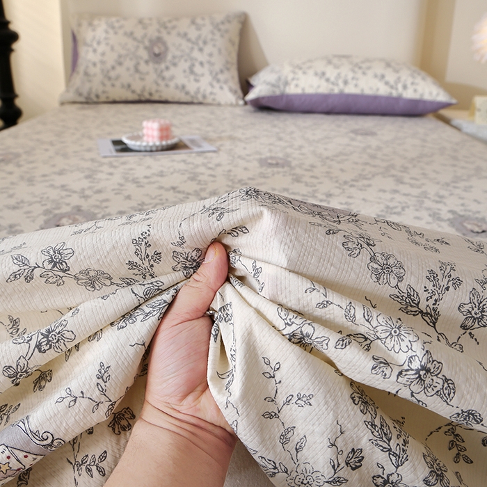 91家纺网 家纺一手货源 找家纺 北部居 2026新款柔软泡芙纱高克重印花床单单品床单单件 梦回浅溪