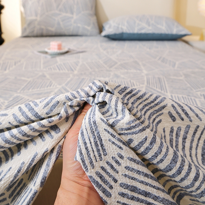 91家纺网 家纺一手货源 找家纺 北部居 2026新款柔软泡芙纱高克重印花床单单品床单单件 条纹时代