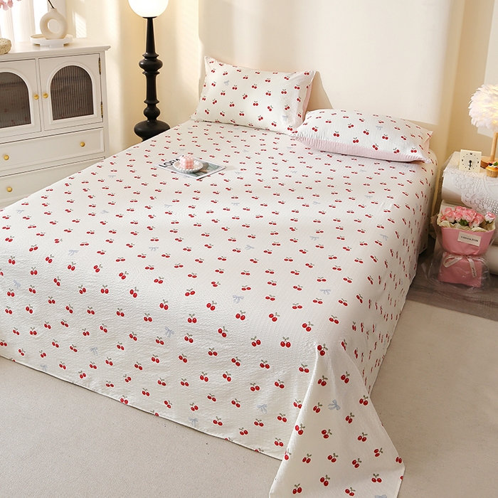 91家纺网 家纺一手货源 找家纺 北部居 2026新款柔软泡芙纱高克重印花床单单品床单单件 甜甜心事