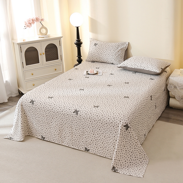 91家纺网 家纺一手货源 找家纺 北部居 2026新款柔软泡芙纱高克重印花床单单品床单单件 玉笛花语