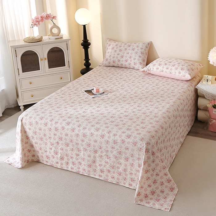 91家纺网 家纺一手货源 找家纺 北部居 2026新款柔软泡芙纱高克重印花床单单品床单单件 柔色花笺