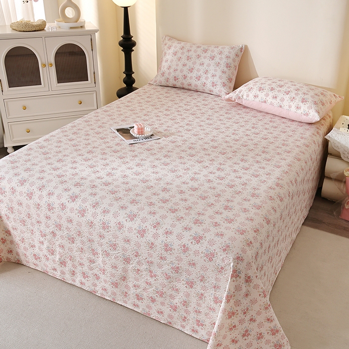 91家纺网 家纺一手货源 找家纺 北部居 2026新款柔软泡芙纱高克重印花床单单品床单单件 柔色花笺