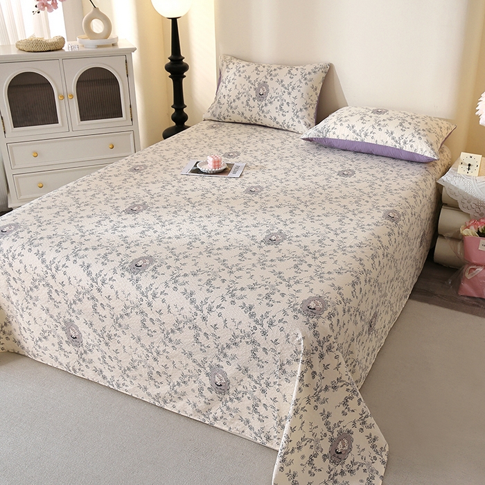 91家纺网 家纺一手货源 找家纺 北部居 2026新款柔软泡芙纱高克重印花床单单品床单单件 梦回浅溪