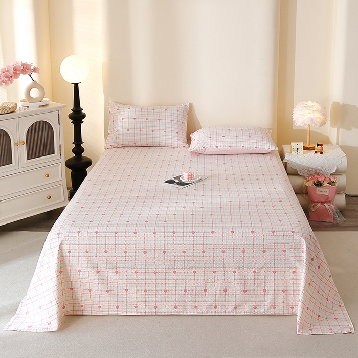 91家纺网 家纺一手货源 找家纺 北部居 2026新款柔软泡芙纱高克重印花床单单品床单单件 苏糖粉