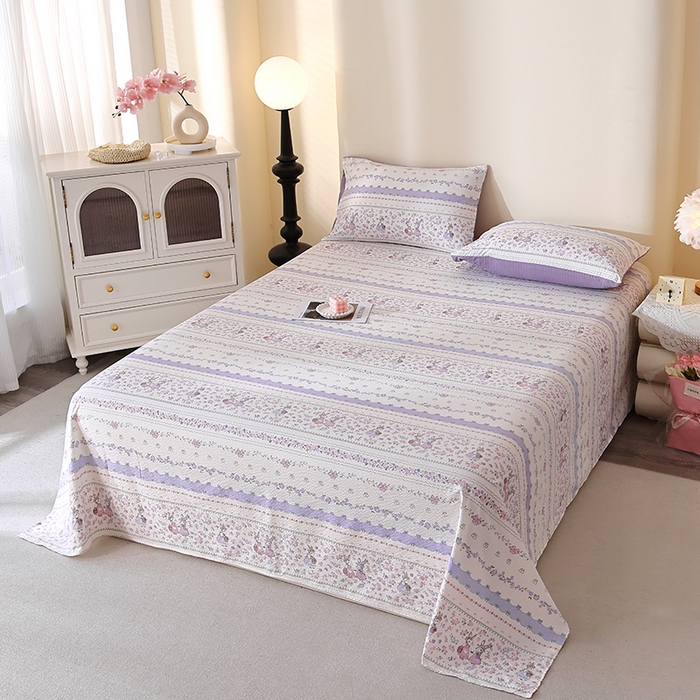 91家纺网 家纺一手货源 找家纺 北部居 2026新款柔软泡芙纱高克重印花床单单品床单单件 童话花町