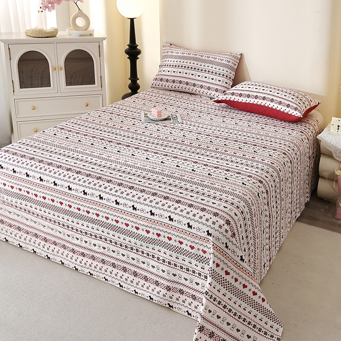 91家纺网 家纺一手货源 找家纺 北部居 2026新款柔软泡芙纱高克重印花床单单品床单单件 玫瑰小狗