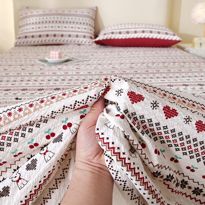 91家纺网 家纺一手货源 找家纺 北部居 2026新款柔软泡芙纱高克重印花床单单品床单单件 玫瑰小狗