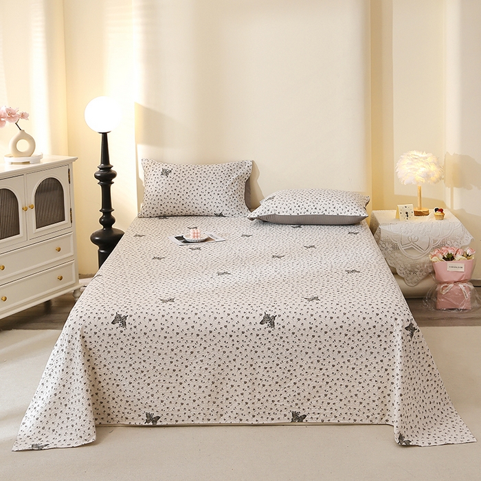 91家纺网 家纺一手货源 找家纺 北部居 2026新款柔软泡芙纱高克重印花床单单品床单单件 玉笛花语