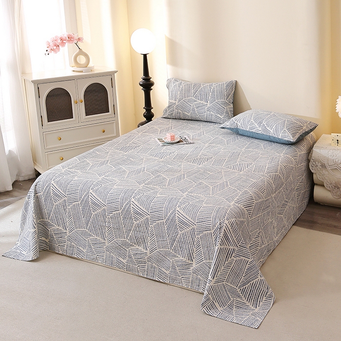 91家纺网 家纺一手货源 找家纺 北部居 2026新款柔软泡芙纱高克重印花床单单品床单单件 条纹时代