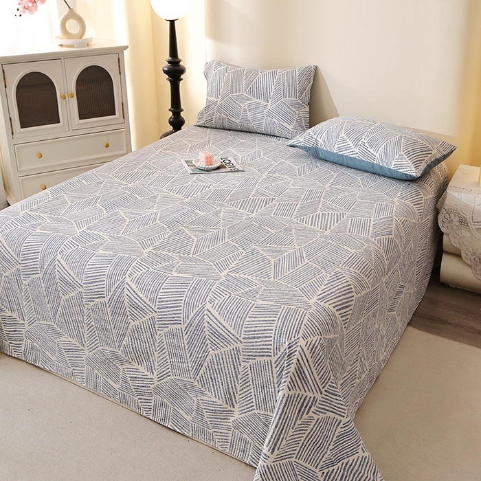 91家纺网 家纺一手货源 找家纺 北部居 2026新款柔软泡芙纱高克重印花床单单品床单单件 条纹时代