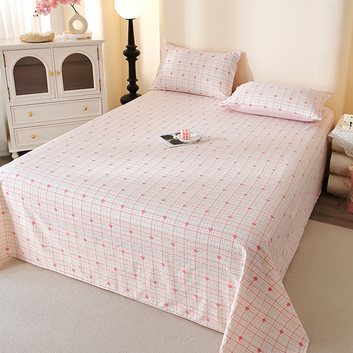 91家纺网 家纺一手货源 找家纺 北部居 2026新款柔软泡芙纱高克重印花床单单品床单单件 苏糖粉