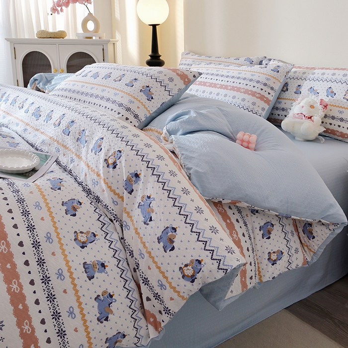 91家纺网 家纺一手货源 找家纺 （总）北部居 2026新款柔软泡芙纱高克重印花四件套