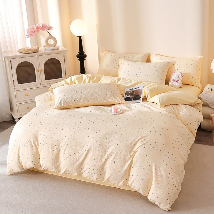 91家纺网 家纺一手货源 找家纺 北部居 2026新款柔软泡芙纱高克重印花四件套 安暖如夏