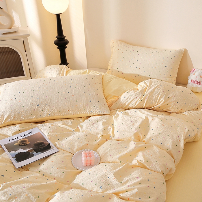 91家纺网 家纺一手货源 找家纺 北部居 2026新款柔软泡芙纱高克重印花四件套 安暖如夏