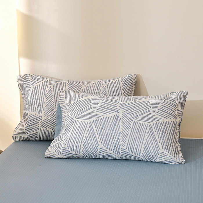 91家纺网 家纺一手货源 找家纺 北部居 2026新款柔软泡芙纱高克重印花四件套 条纹时代